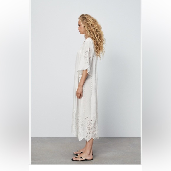 ZARA EMBROIDERED EYELET TUNIC DRESS SIZE S NWT - Picture 5 of 6